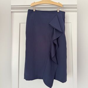 J. Crew Navy Ruffle Pencil Skirt in 365 Crepe - size 4
